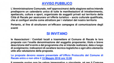 Avviso Pubblico -  Estate 2018