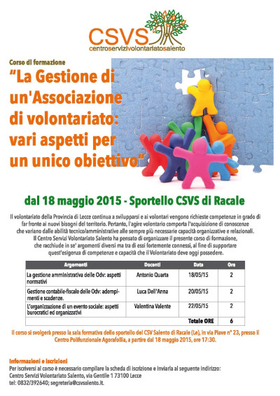 Corso Gestione di una Odv - RACALE 18 20 e 22 maggio